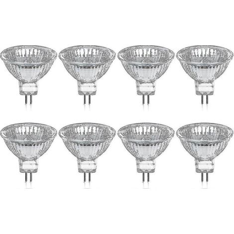 Lot de 8 ampoules halogènes GU5.3 MR16 35 W 12 V dimmables - Blanc chaud 2800 K, 400 lumens, diffuseur en verre Boris (1/5)