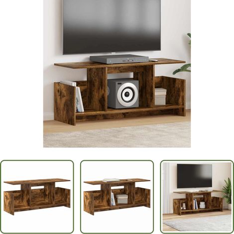 Holzwerkstoff TV-Ständer - TV-Ständer Geräucherte Eiche 102 x 35 x 45 cm Holzwerkstoff (1/5)