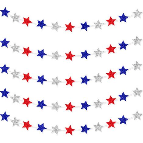 Guirlande d'étoiles patriotiques pour la fête du 4 juillet, un barbecue, le Memorial Day, le Veterans Day et la fête de l'Indépendance. (1/4)