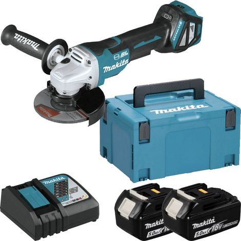 MAKITA DGA517RTJ Brushless Angle Grinder 18V 125MM With 2x5Ah Batts, Charger And Makpac 3 Case (1/3)