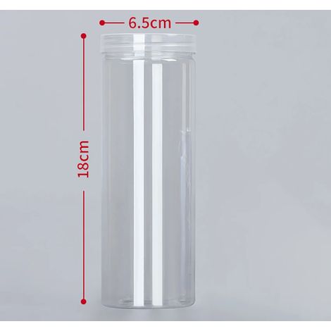 (N-520ml)1 bouteille d'emballage en plastique PET transparente vide avec fermeture hermétique, type seau circulaire, bocal à biscuits, boîte de conservation alimentaire scellée, récipient de stockage (1/5)