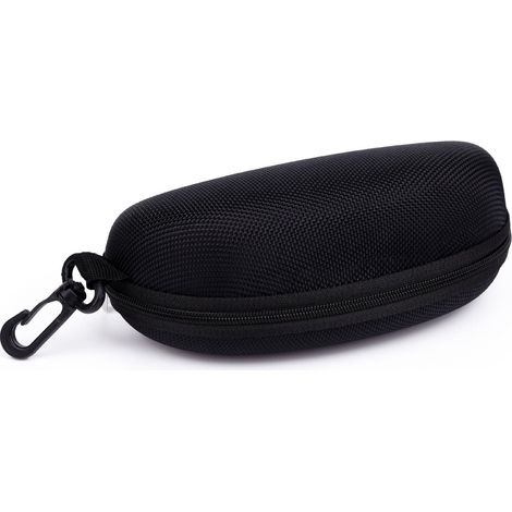 Étui à Lunettes Semi-Rigide, Boîte à Lunettes de Soleil en avec Crochet en Métal, Étui de Protection pour Lunettes à Fermeture Éclair avec Chiffon pour Homme Femme (1/4)