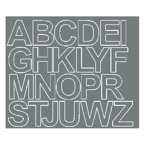 Letras autoadhesivas de 4,5 cm, color gris mate.