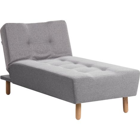 Chaise Longue in Tessuto Grigio con Gambe Legno Chiaro Stile Scandinavo Alsten (1/5)