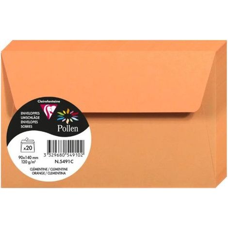 Enveloppe - CLAIREFONTAINE - Pollen 90x140 - 120g - Orange - Lot de 20