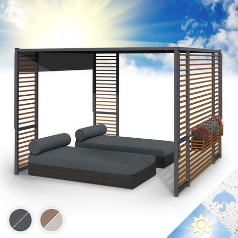 Blumfeldt Pergola, Pavillons Wasserdicht, Stabil & Winterfest, Windichte Aluminium Pergola Freistehend, Terrassenüberdachung Gazebo, Metall-Pavillon mit 1,5W Solar-LEDs, UV50+, Pergola 3x3 m (1/5)