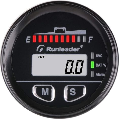 Runleader RL-BI025 Indicateur Batterie Double Affichage Barre LED Voltmètre LCD 12-48V pour Trojan Plomb LiFePO4 AGM Gel Golf Chariot Élévateur (1/5)