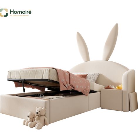 Bettgestell aus Samt beige und Polyester 206 x 149 x 143 cm HOMAIRE (1/5)