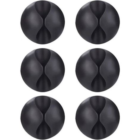 6 Pcs clips de câble pour câble X, multi du bureau au câble d'alimentation, USB, écouteurs, ordinateur portable TV à la maison, au bureau, noir (1/4)