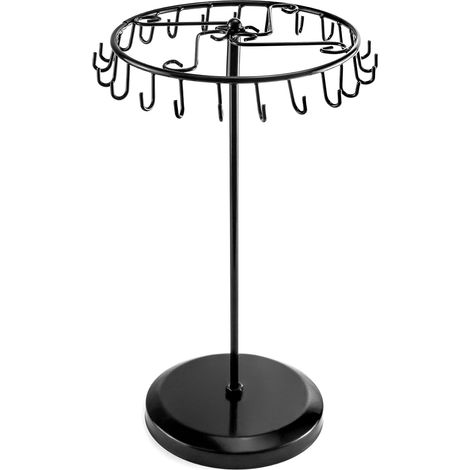 Présentoir à Bijoux Rotatif avec 23 Crochets, Porte Bijoux pour Collier, Bracelets, Montre, Bagues et Boucles d'Oreilles (Noir) (1/5)