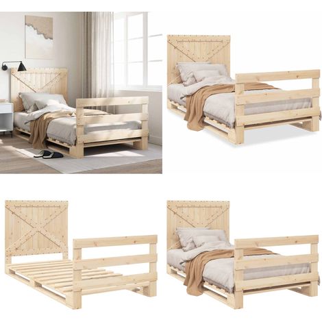 Cadre de lit sans matelas avec tête de lit 100x200 cm - Lit Double - Cadre De Lit - Lit En Bois - Lit Design - Literie - Home & Living (1/5)