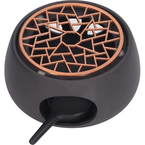 Bougeoir Chauffage Théière en Céramique Support Chauffe Tasse Café Lait avec Plaque Fer Violette pour Maison Noir Lot de 1 (1/5)