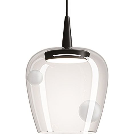Zafferano Lampe À Suspension Bilia Led 230V 8W 3000K Diamètre 27Cm Verre Borosilicate Soufflé À La Bouche Couleur Noir Sablé Design Contemporain