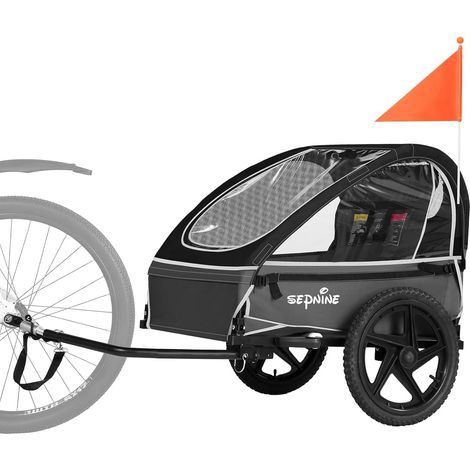 Sepnine BT609S Rimorchio Bicicletta Bambini – 1 Posti, Pieghevole - Nero (1/5)