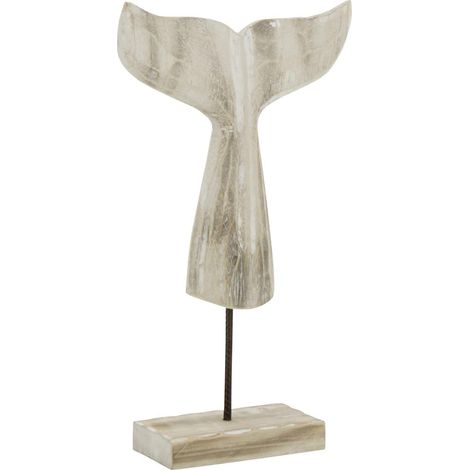 Queue de Baleine Déco en Bois "Blanchie" 44cm Naturel (1/3)