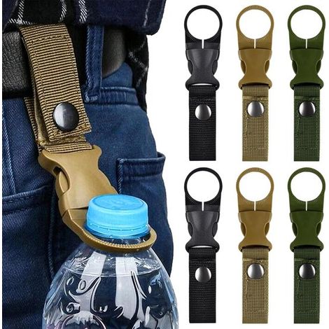 Soporte para botellas, 6 piezas, Soporte universal para botellas, Soporte para cinturón, Soporte para botellas de cadera, Negro/Verde/Caqui (1/5)