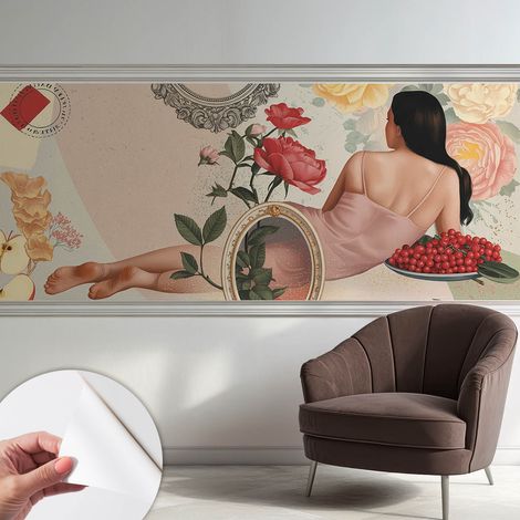 Carta da parati autoadesiva - Fotomurale adesivo - design elegante - stile moderno - Eleganza floreale 250x104 cm (1/5)