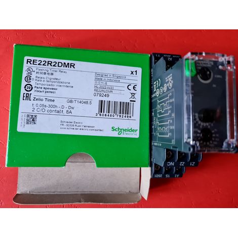 Relais temporisé à RETARD , RE22R2DMR Schneider 0,05S 300h 24V-240V AC/DC