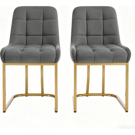 2 sedie da pranzo 42,5x52,5x84 cm in velluto, metallo dorato, piedini regolabili - CHICFURN (1/5)