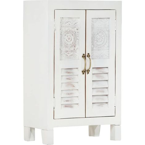 Sideboard Weiß 55x30x90 cm Massivholz Akazie vidaXL (1/5)