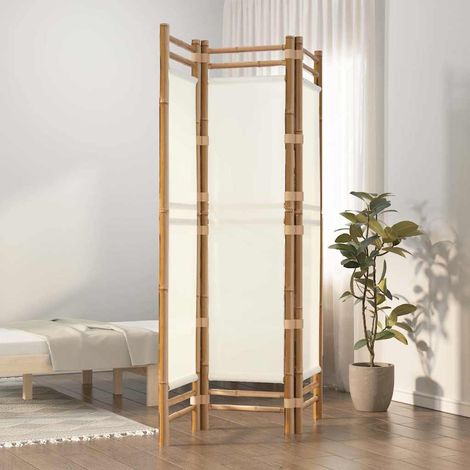 vidaXL Cloison de séparation pliante 3 panneaux 120 cm Bambou et toile (1/5)