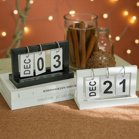 Calendrier perpétuel en bois, calendrier de bureau en bois à rabat, calendrier de bureau décoratif, calendrier de bureau vintage réutilisable, convient aux bureaux et à la décoration intérieure. (1/3)