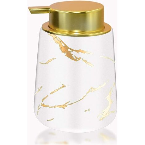 Nazalus-Hot Sale-Gold Seifenspender Küche und Keramik, Keramik-Handwaschflüssigkeitsspender, 400 ml. (Weiß)