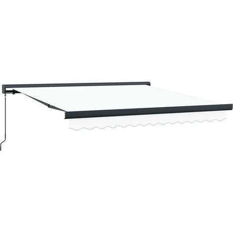 Store banne rétractable blanc, 300 x 250 cm, tissu et métal. (1/5)