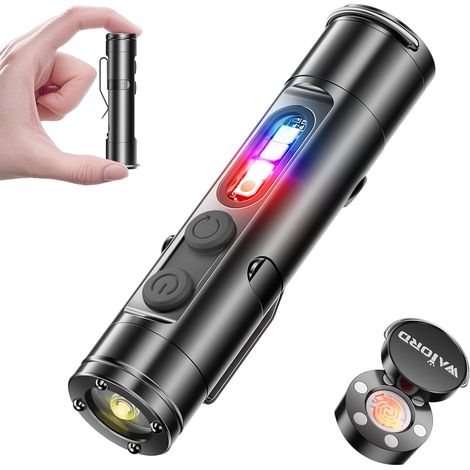 Mini flashlight with 6-in-1 rechargeable COB LED, keychain flashlight, sidelight flash (1/5)