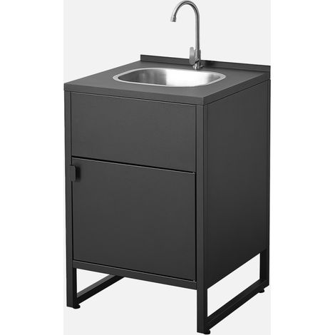 Modulo cucina da esterno in acciaio con lavello e 1 ante, 60cm (1/5)