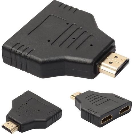 Adaptateur Répartiteur Hdmi Mâle Vers Double Femelle 1 À 2 Voies Pour Hd Tv Hot Dh H77H (1/4)