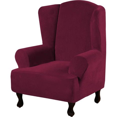 Housse de fauteuil à oreilles, housse de fauteuil, housse de canapé, housse de fauteuil, housse de canapé, velours peluche extensible et antidérapant, 1 pièce avec élastique au bas, fauteuil à oreille (1/5)