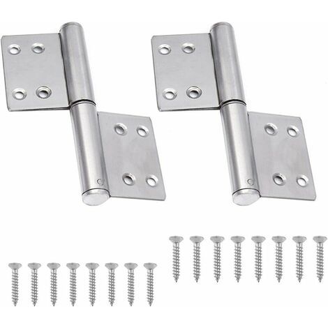royaluxe- 2pcs Drapeau Charnière en Acier Inoxydable Démontable Paumelles de Porte Charnières de Porte avec Rotation à 360 Degrés et 2 Feuilles Charnieres Meuble Pliable et Silencieuse avec 16pcs Vis (1/5)