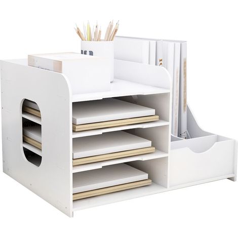 Organiseur de bureau PVC, Compartiments, Bac courrier A4, Tiroirs, Système d’organisation (1/5)