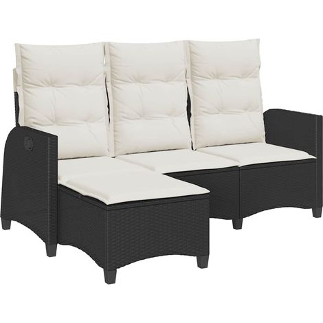 Maison Exclusive - Divano da Giardino Reclinabile a L con Cuscini Nero Polyrattan