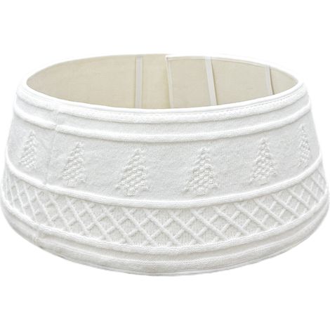 Collier de sapin de Noël blanc de 76 cm (30 pouces), jupe de pied de sapin en grosse maille torsadée neutre (1/4)