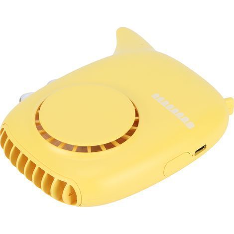 Tragbarer, kleiner elektrischer Ventilator zum Umhängen mit 3 Windgeschwindigkeiten, USB-Ladefunktion, Gelb (1/5)