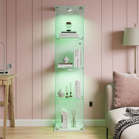 Vetrina - 163cm - Vetro Temperato Anti-Esplosione - Illuminazione LED - 4 Ripiani (1/5)
