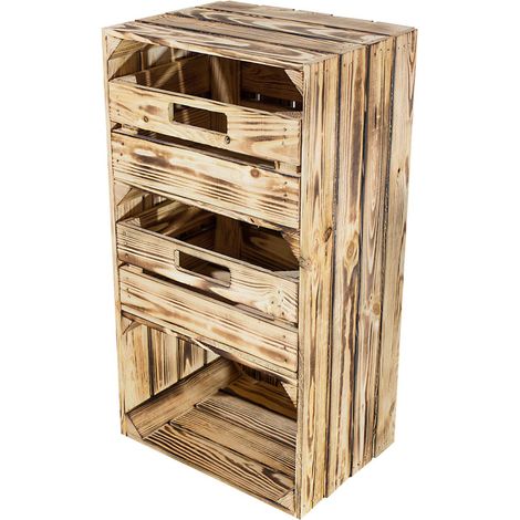 Regalkiste "Willi" in geflammt mit zwei Schubladen 68x40x31 (1/5)