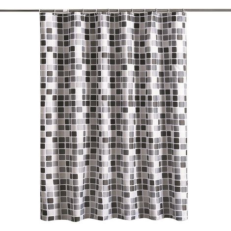 Sollbry Cortina de ducha antimoho de 200 x 200 cm, de tela gruesa y lavable, con 12 ganchos, impermeable, antibacteriana y de secado rápido, para bañera y baño. (1/5)