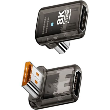 Adaptateur HDMI 2.1 coudé à 90° 8K, coupleur UHD mâle vers femelle, lot de 3, compatible PC et ordinateur portable, noir (1/5)