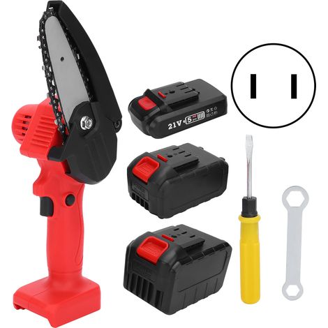 Scie électrique à chaîne 21V Lithium pour jardinage bûcheronnage bois, batterie incluse, chargeur AC100-240V rouge prise américaine (1/5)