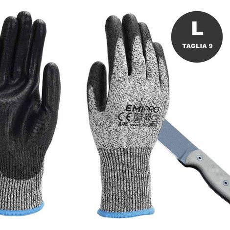 Guanti da Lavoro Livello 5 taglia L/9 colore nero/grigio (1/3)
