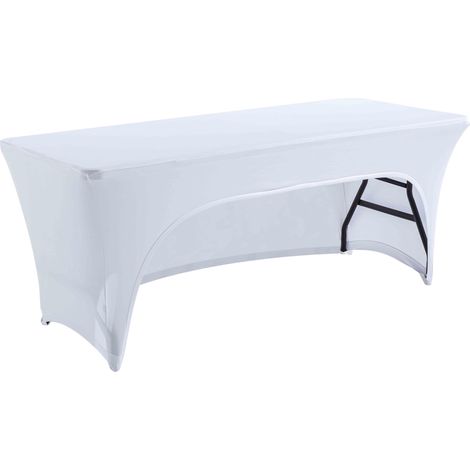 Nappe housse avec ouverture pour table pliante 180cm blanche (1/6)