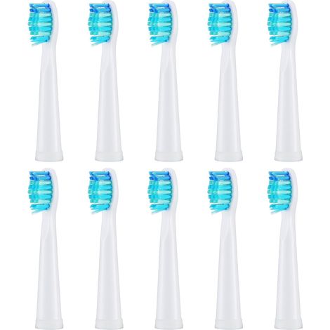 Brossettes de Rechange 10pc Compatible with D7/D8/FW507/FW508/FW551/FW2011/FW917/FW959/FW515/Seago SG E9 Brosse à Dents électrique Poils Souple Tete de Remplacements (10pc white) (1/5)