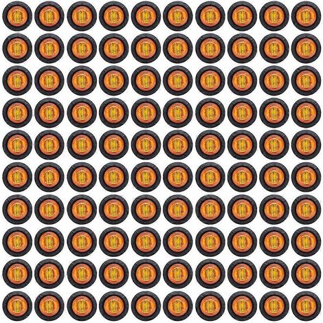 Lot de 100 feux de position latéraux ronds ambrés de 19 mm (3/4 pouce) pour remorque, camion, SUV, quad, camping-car, bus, universels 12 V (1/5)