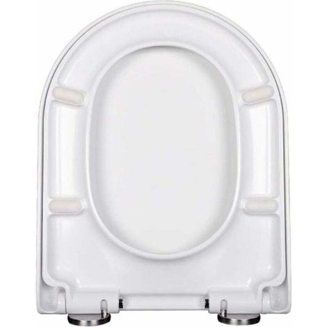 V- und U-förmiger Toilettensitz mit Absenkautomatik und leicht zu reinigendem Weiß mit Schnellverschlussknopf (U) (1/4)
