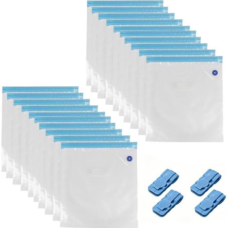 Kit de rangement pour filaments 3D (20 pièces), 34 x 30 cm, comprenant des sachets sous vide réutilisables avec 4 clips de fermeture, transparents et étanches à l'humidité, compatibles ABS, PLA et PET (1/5)