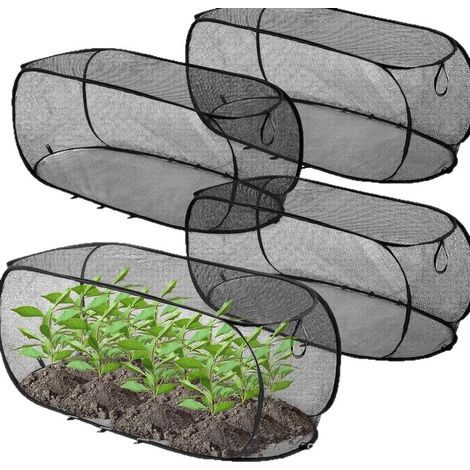 Lot de 4 bâches épaisses en PE pour plantes - Toile de serre avec fermeture éclair - Idéales pour potagers surélevés, fruits et légumes - 90 x 35 x 45 cm (1/5)
