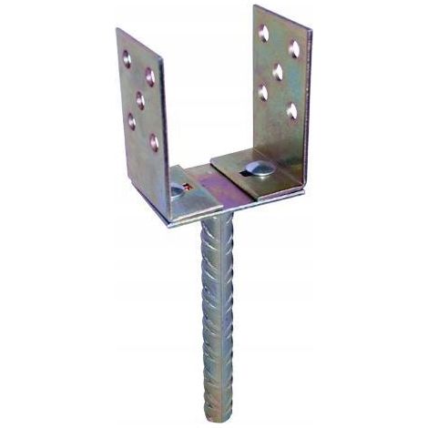 Base de poste ajustable de 0 a 165 mm para varilla, galvanizada en amarillo. (1/5)